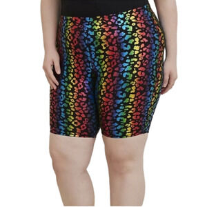 Torrid women’s shiny rainbow leopard print bike shorts size 2. (2X)